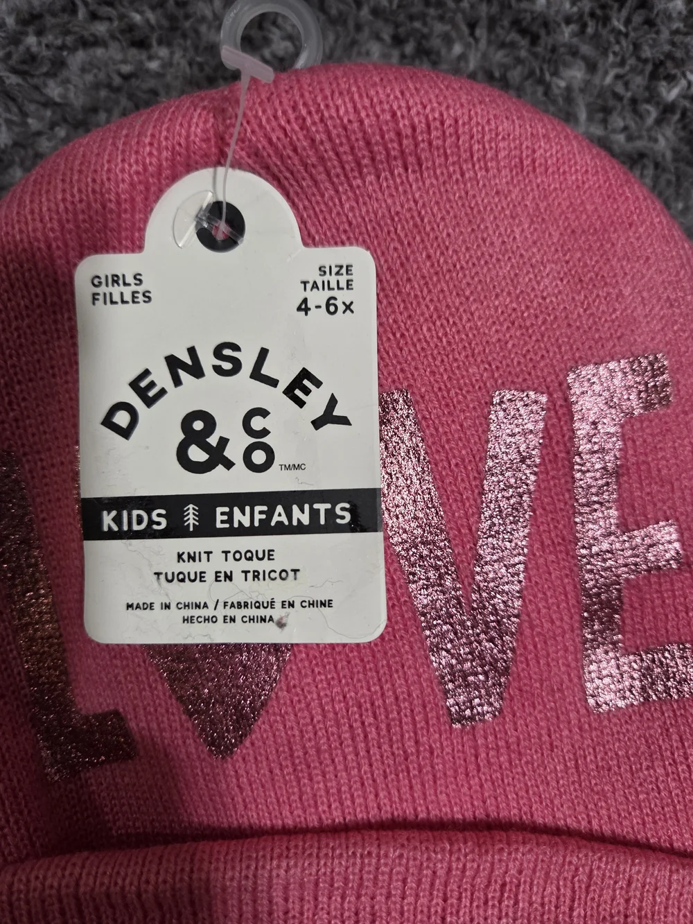 Kids Pink 'LOVE' Knit Beanie And Glove Set
